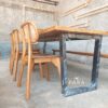 Meja Makan Kayu Jati Minimalis 200 cm Kaki Besi Industrial