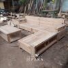 Kursi Tamu Jati Model L Custom Modern Minimalis