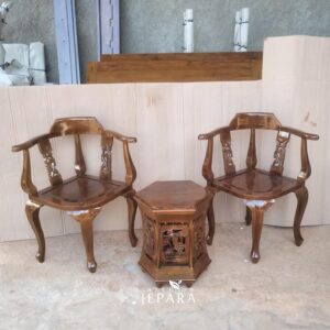 Kursi Teras Bunga Tulip Kayu Jati