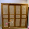 Lemari Pakaian Japandi 4 Pintu Geser Kayu Jati Minimalis