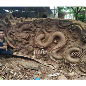 Ornamen Oriental Relief Naga Motif Ukiran 3 Dimensi