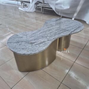 Luxury Coffee Table Oval Perpaduan Marmer dan Stainless