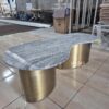 Luxury Coffee Table Oval Perpaduan Marmer dan Stainless