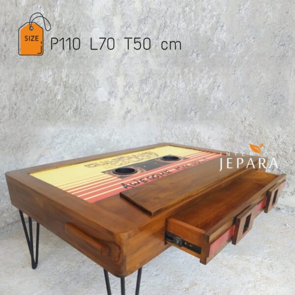 Meja Tamu Replika Kaset Pita Bahan Kayu Jati