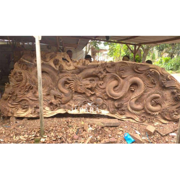 Ornamen Oriental Relief Naga Motif Ukiran 3 Dimensi