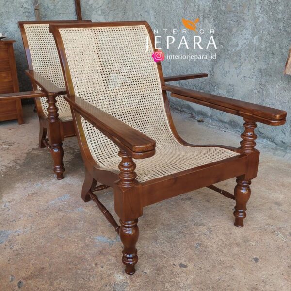 Kursi Malas Kayu Jati Mix Rotan Alami