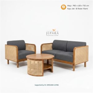 Kursi Sofa Tamu Retro Exclusive Kayu Jati Kombinasi Rotan