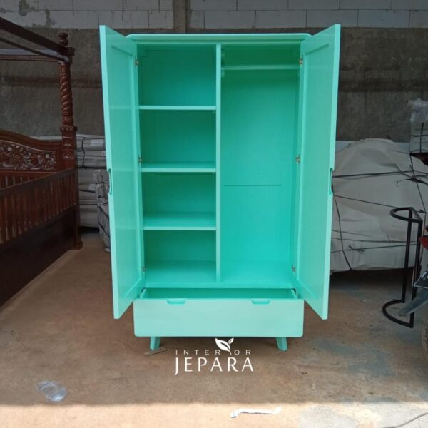 Lemari Anak Retro Modern Minimalis Kayu Mahoni