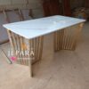 Meja Makan Ellisa Bahan Stainless Steel dan Marmer