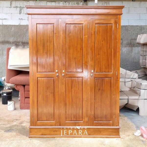 Lemari Pakaian Jati Minimalis Desain Custom Jati Jepara