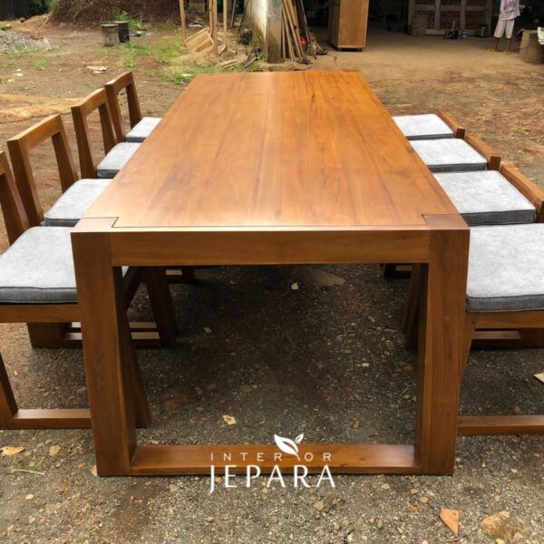 Set Meja Makan 6 Kursi Model Jepang Bahan Kayu Jati - Image 2