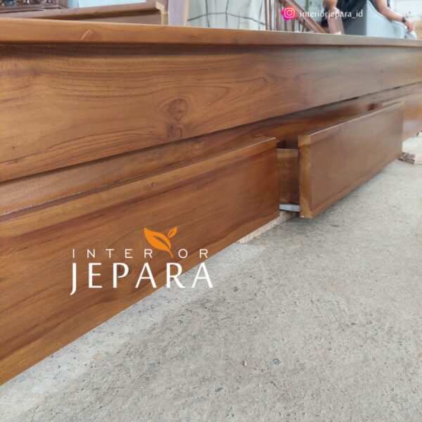 Dipan Tempat Tidur 3 Laci Kayu Jati Minimalis