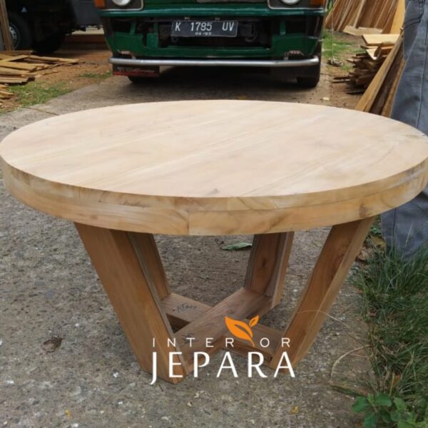 Meja Kopi,Meja Tamu Circle 80cm Bahan Kayu Jati
