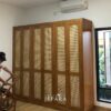 Lemari Pakaian Japandi Kayu Jati Kombinasi Rotan Alami
