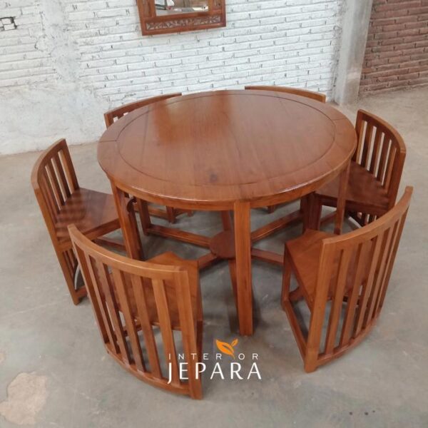 Set Meja Makan 6 Kursi Minimalis Kayu Jati
