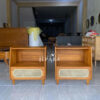 Bedside Table Kayu Jati Kombinasi Rotan Alami