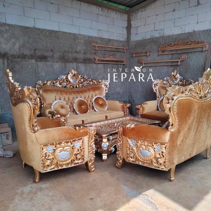 Kursi Tamu Ukir Jepara Mewah Klasik – Set Sofa Tamu Elegan