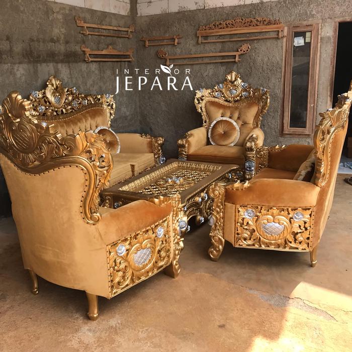 Kursi Tamu Ukir Jepara Mewah Klasik – Set Sofa Tamu Elegan