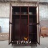 Lemari Pakaian Kombinasi Rotan dan Kayu Jati