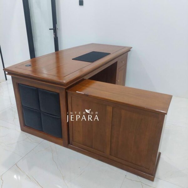 Meja Direksi Kayu Jati Mix Syntethic Leather