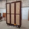 Lemari Pakaian Kombinasi Rotan dan Kayu Jati