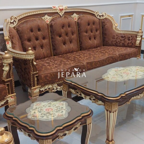 Set Kursi Sofa Tamu Jati Motif Brittanian Kayu Jati Jepara - Image 2