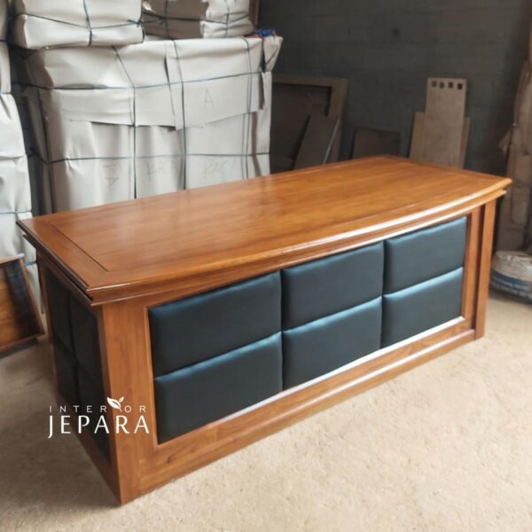 Meja Direksi Kayu Jati Mix Syntethic Leather