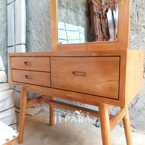 Meja Rias dan Kursi Model Retro Bahan Kayu Jati