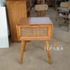 Bedside Table Minimalis Rotan dan Kayu Jati Interior Jepara