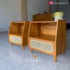 Bedside Table Kayu Jati Kombinasi Rotan Alami