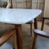 Meja Makan Kayu Jati Minimalis Top Marmer 6 Kursi Modern