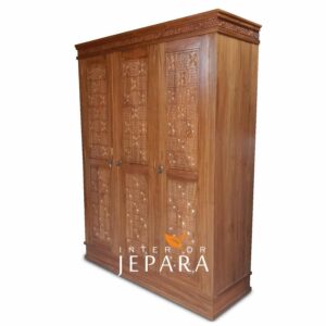 Lemari Pakaian Ukiran Kawung Jogjakarta bahan Kayu Jati