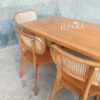 Meja Makan Kayu Jati Minimalis 200 cm Kaki Besi Industrial