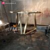 Meja Makan Stainless Marble Circle 4 Kursi Interior Jepara