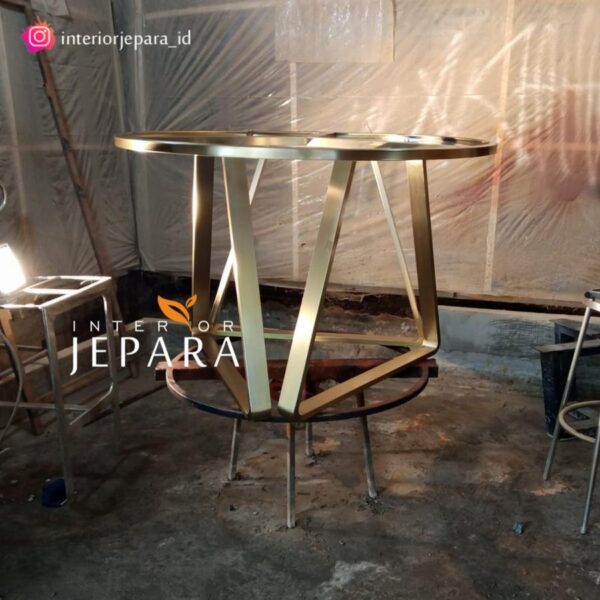Meja Makan Stainless Marble Circle 4 Kursi Interior Jepara