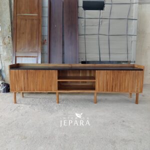 Meja Tv Retro Salur Terbaru Bahan Kayu Jati Panjang 220cm.