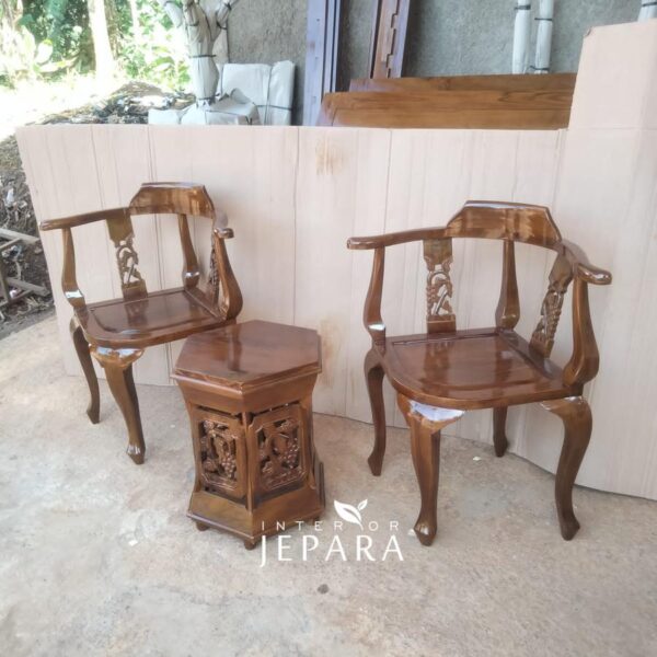 Kursi Teras Bunga Tulip Kayu Jati