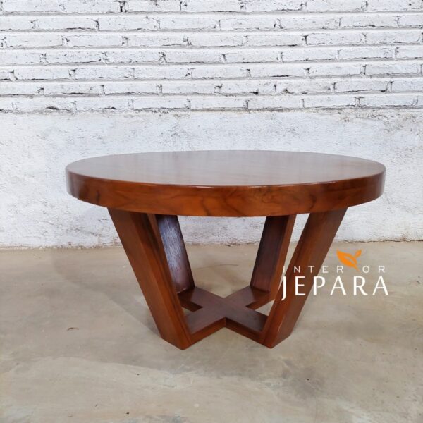 Meja Kopi,Meja Tamu Circle 80cm Bahan Kayu Jati