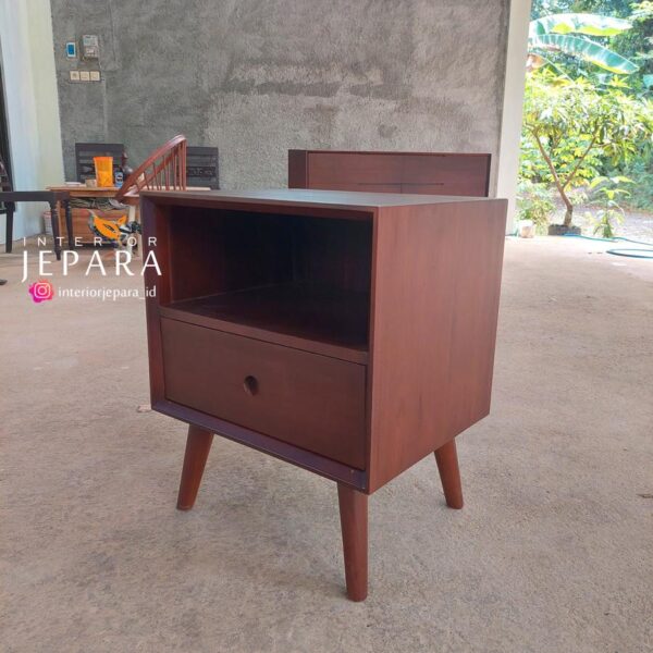 Bedside Table Mungil Retro Kayu Jati 1 Laci