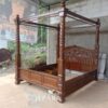 Tempat Tidur Kanopi + Laci-Laci Klasik Ukiran Kayu Jati
