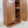 Lemari Pakaian 2 Pintu Mininalis Ukiran Motif Kayu Jati
