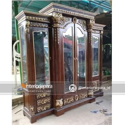 Lemari Hias Pajangan Yunani Mewah Kayu Jati Ukiran Klasik