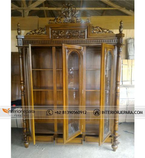 Lemari Hias Kayu Jati Ukiran Jepara Klasik Mewah