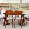 Meja Makan Minimalis 6 Kursi Kayu Jati Top Marmer Modern