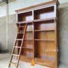 Lemari Buku Kayu Jati Model Perpustakaan Klasik