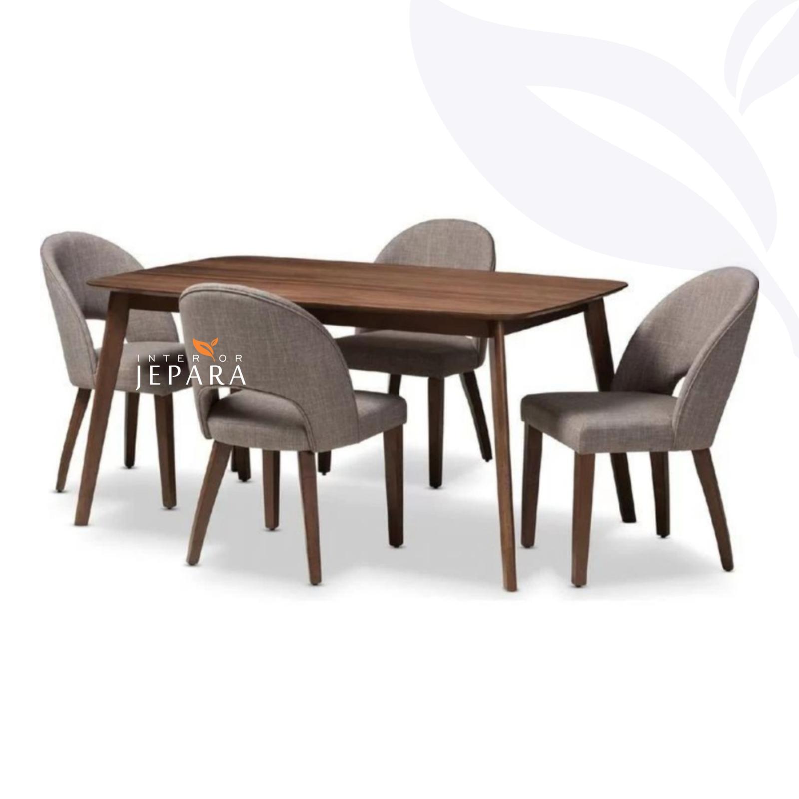 Set Meja Makan Minimalis 4 Kursi Kayu Jati Modern Elegan