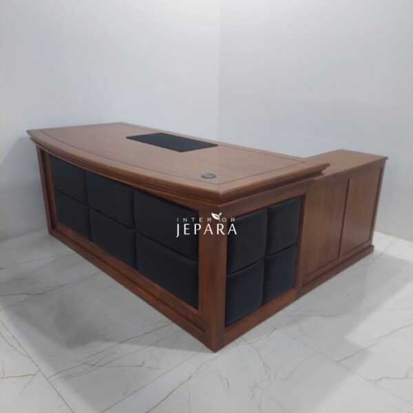 Meja Direksi Kayu Jati Mix Syntethic Leather