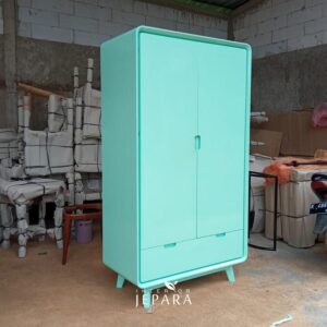 Lemari Anak Retro Modern Minimalis Kayu Mahoni
