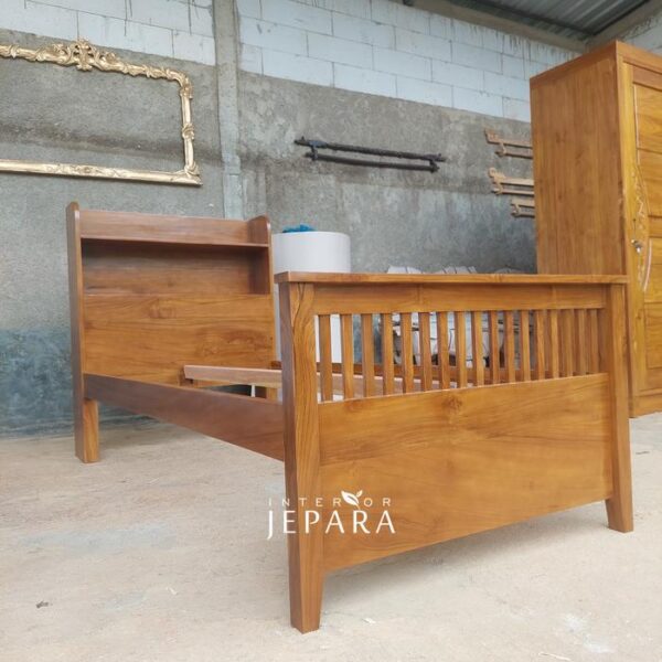 Dipan Anak Double Bed Kayu Jati Model Minimalis
