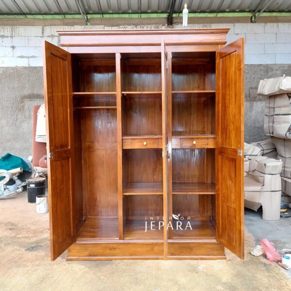 Lemari Pakaian Jati Minimalis Desain Custom Jati Jepara
